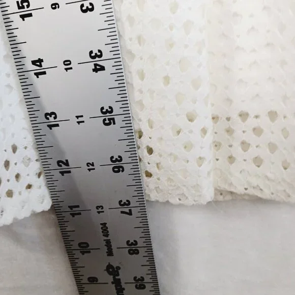 Chaps, Cream Eyelet Dress, Size 12, Sleeveless, Wide Neck, Zip Back - Picture 15 of 16